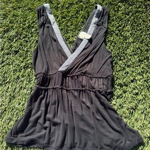 Black Sleeveless Wrap Top